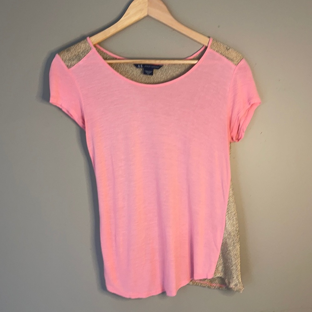 Armani Exchange - salmon tshirt- mesh gold l back